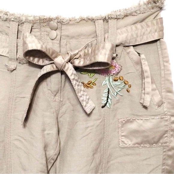Y2K Cover Charge Deep L. A. Tan Embroidered Low Waist Belted Cargo Pants Sz 30 - Picture 2 of 7